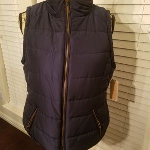 Cooper Key Blue Vest Faux Fur Trim